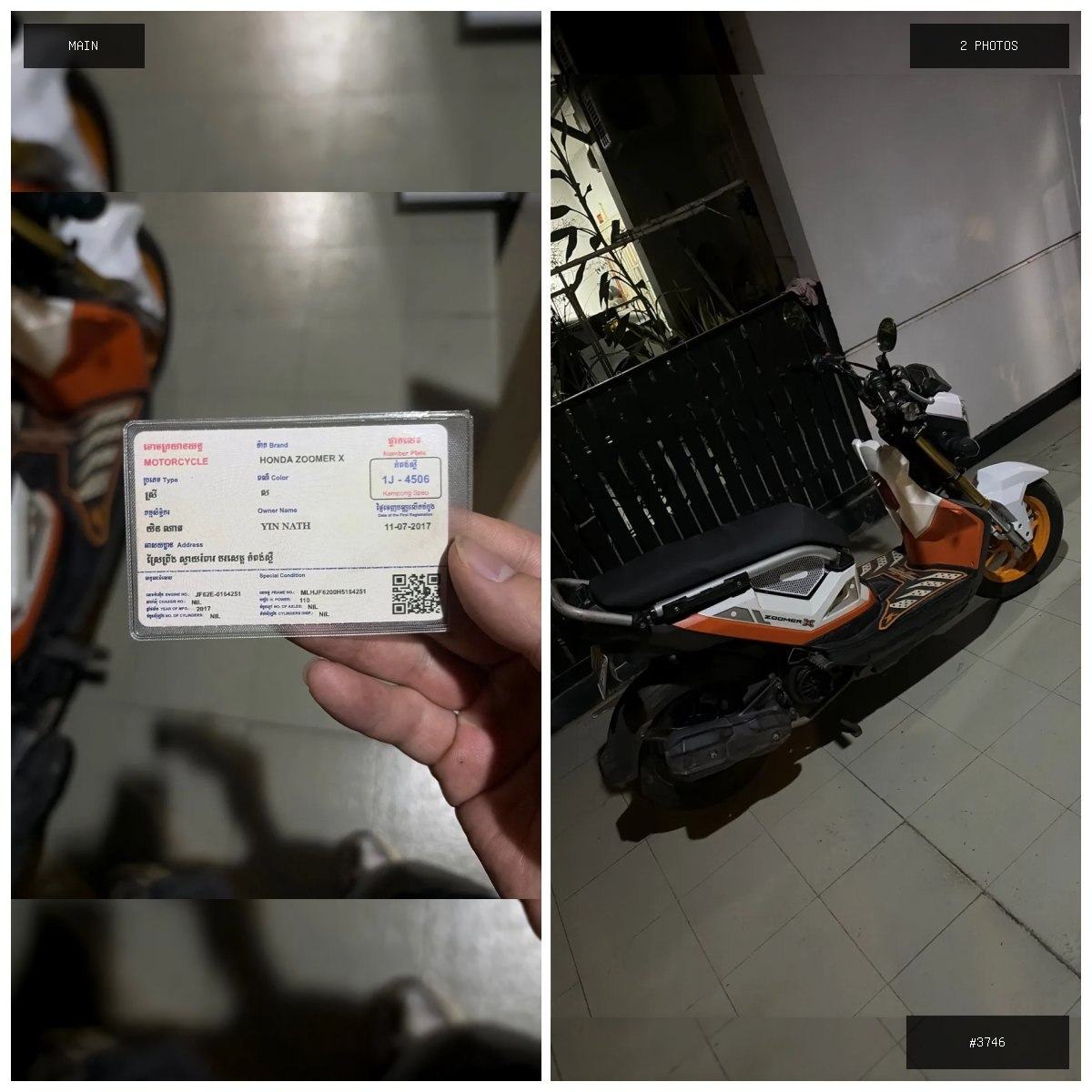🟢 在售 📦 二手商品预览 🏷 本田祖玛正规手续带ID卡 💵 价格:$580 📍 城市:金边 📂…