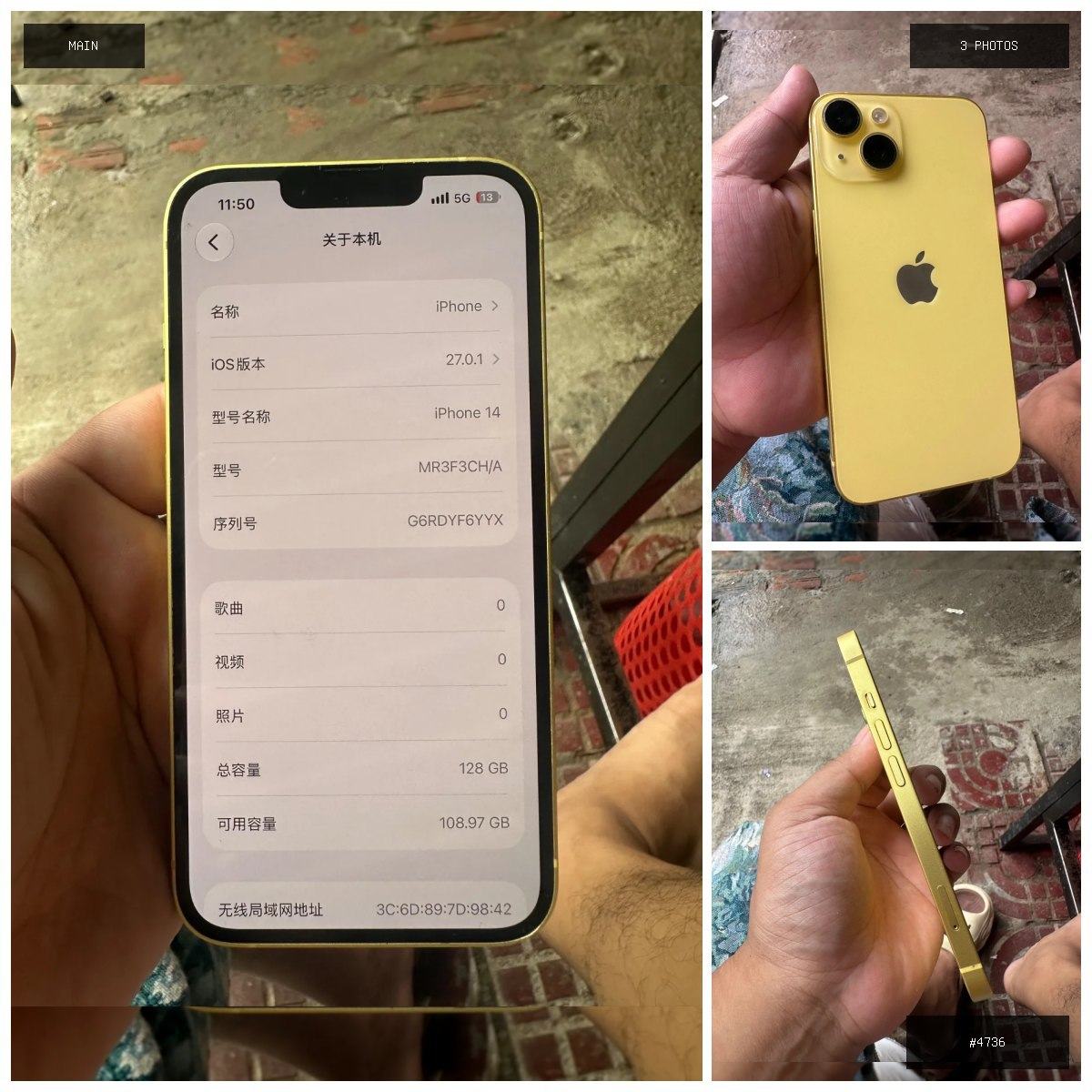 🟢 在售 📦 二手商品预览 🏷 iphone 14,双卡,128g,全原 💵 价格:$300 📍…