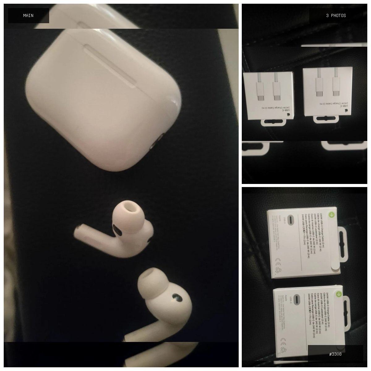🟢 在售 📦 二手商品预览 🏷 苹果/AirPods pro3蓝牙耳机,苹果充电线两条全新 💵 …